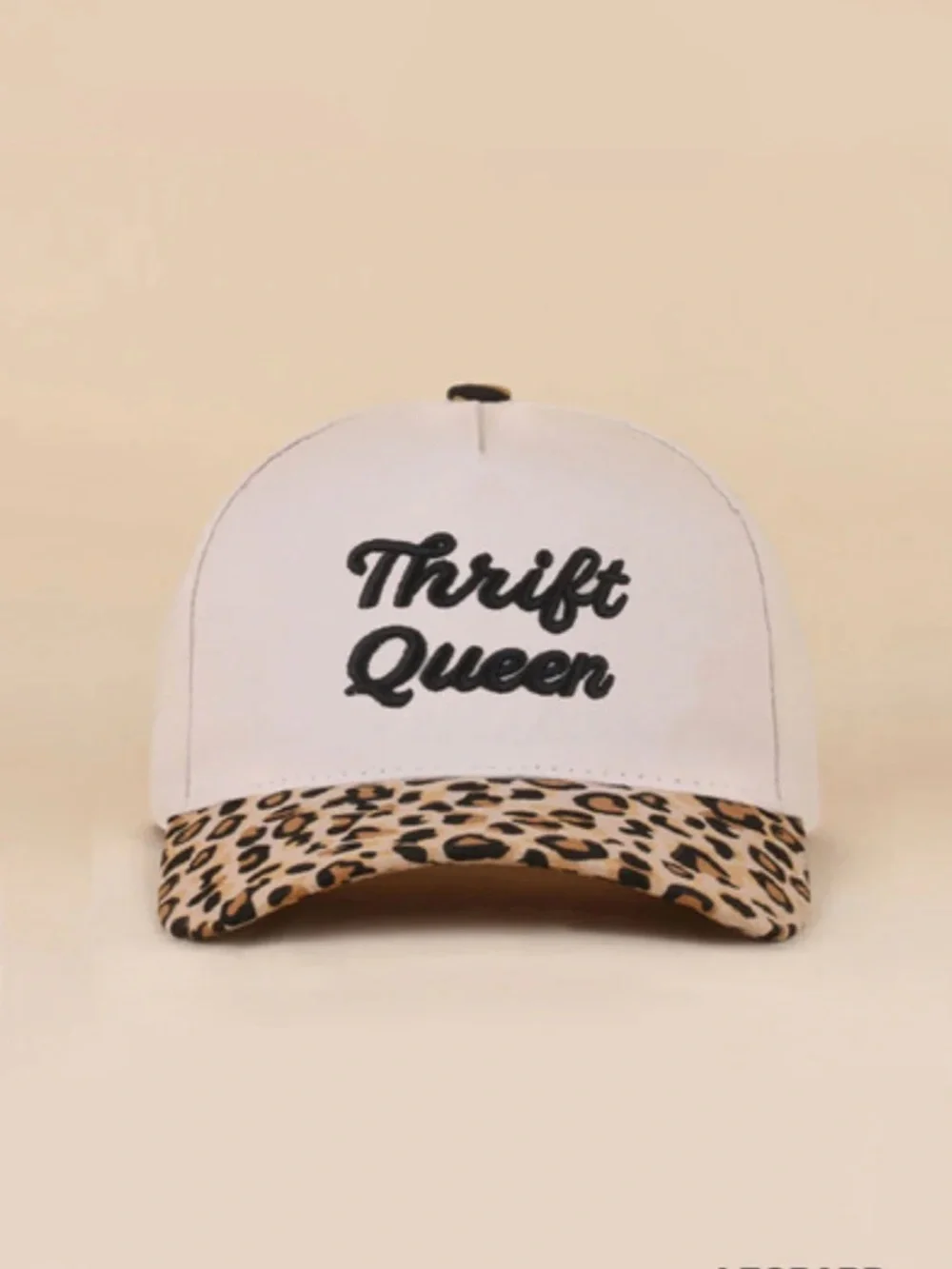 Thrift Queen Leopard Bill Baseball Cap - cream